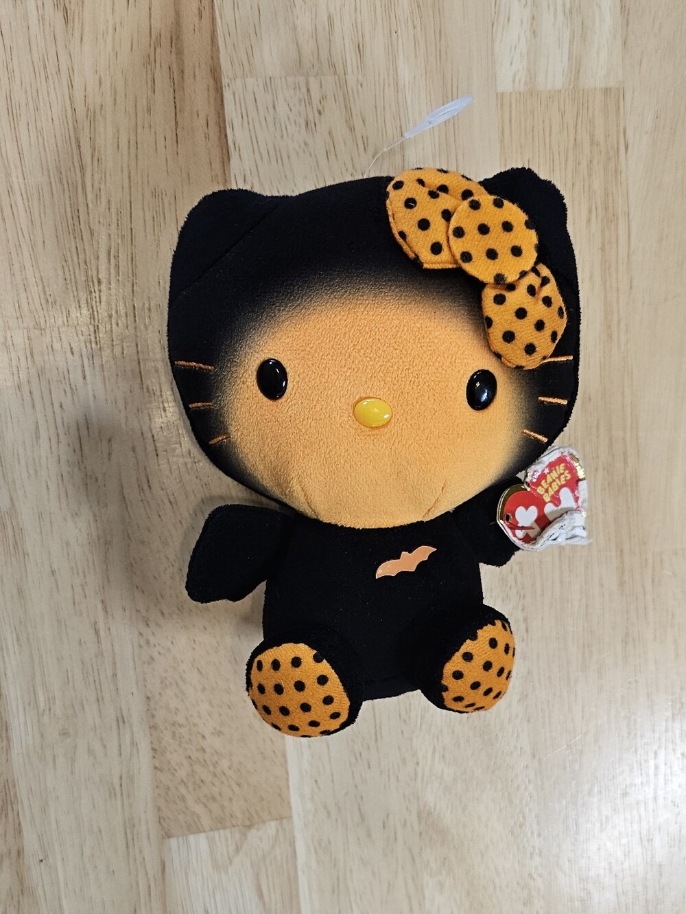 TY Halloween Costume Hello Kitty Plush in a Black and Orange Bat Outfit